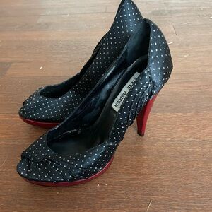 Steve Madden Genuine Leather Pinup Polka Dot Peep Toe Heels 7 1/2 M